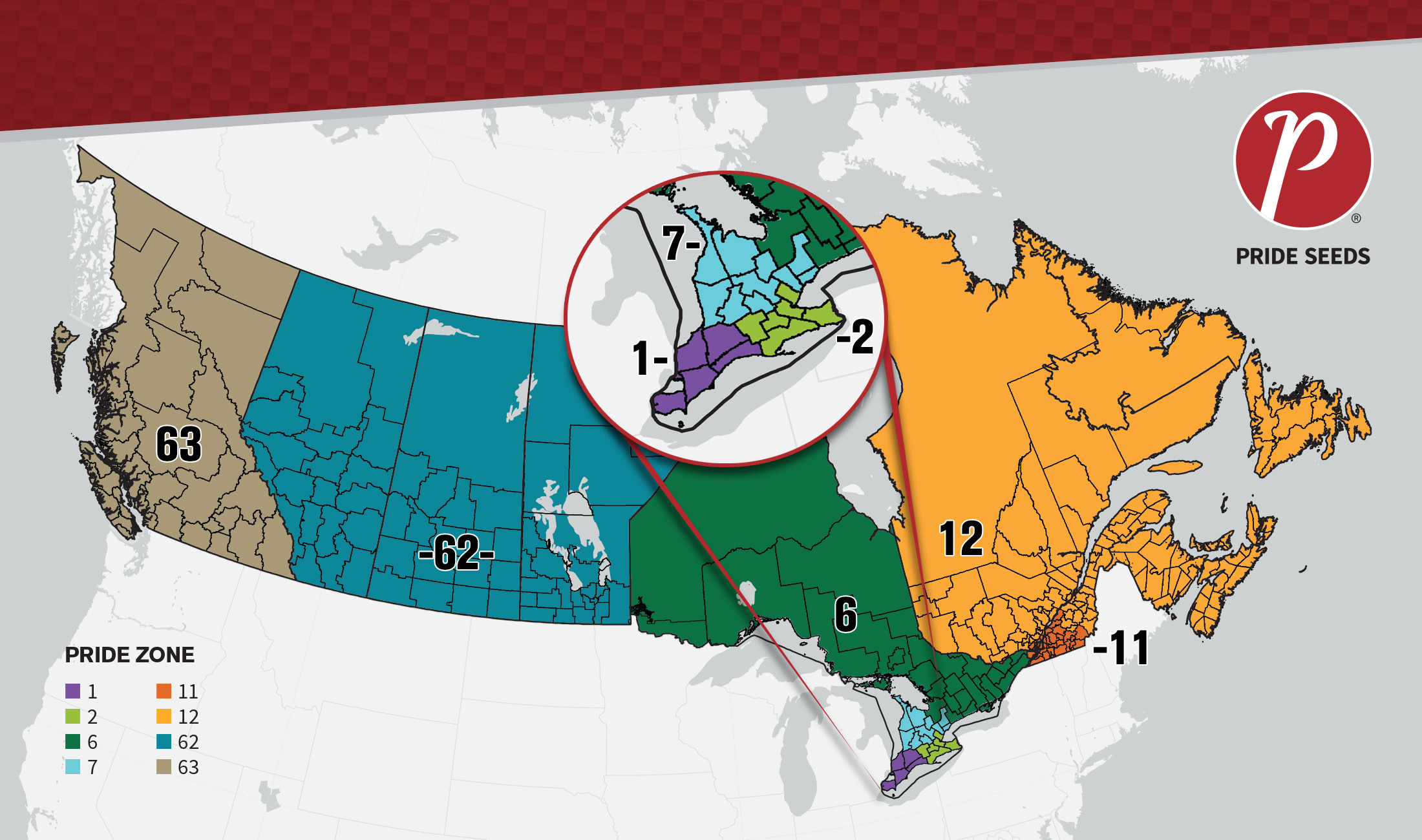 PRIDE Seeds zone map across Canada